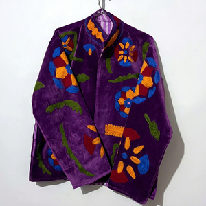Chaqueta de Terciopelo Morado Real, Superventas 2026, Ropa de Invierno, Bordada a Mano, Mangas Largas, Cuello Alto, Prenda Exterior Étnica India - Product Image 1