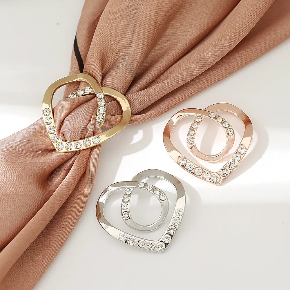 Vente en gros Hijab musulman anneau écharpe accessoires dames écharpe pin avec strass