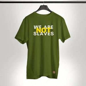 T-shirt Unisexe en Coton Oversize avec Impression Texte Audacieuse 'Nous ne sommes pas des <span class=keywords><strong>esclaves</strong></span>', Motif Graphique Motivant, Mode, Vente en Gros OEM - Product Image 4