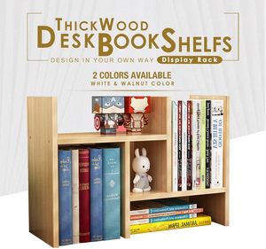 Étagères <span class=keywords><strong>de</strong></span> bureau en bois épais réglables en taille, bibliothèque <span class=keywords><strong>de</strong></span> bureau, présentoir créatif DIY pour livres (Blanc) - Product Image 4