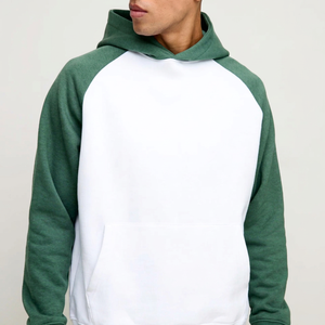 Sweat-shirt à capuche vert et blanc pour homme, coupe droite, en molleton uni décontracté avec poche avant, collection automne 2027 - Product Image 1