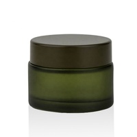 Pot en verre givré vert personnalisé avec couvercle noir, écologique, recyclable, sans plomb, 50g/30g pour les soins de la peau et les crèmes pour les yeux