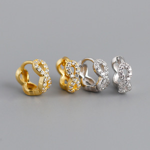 High Quality Classic Design 18K Gold Plated 925 Sterling Silver CZ Micro Pave <strong>Infinity</strong> Hoop <strong>Earrings</strong> Women - Product Image 1