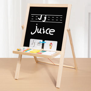 لوح رسم خشبي كلاسيكي <span class=keywords><strong>2</strong></span> في 1 مخصص للأطفال، ألعاب تعليمية مبكرة للأولاد والبنات - Product Image 3