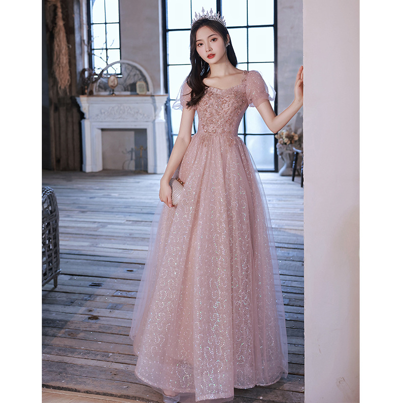 blue dress for baby girl Beaded Long Sleeve Formal Dresses A-Line Prom Dress 21625 Champagne / US14 main image 1