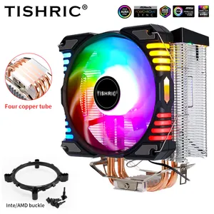 TISHRIC CPU Cooler Fan ARGB 4 Heat Pipes 4Pin PWM Silent PC Radiator For Intel 1700 1150 1155 1156 1366 AM2/AM3/AM4 AMD Cooler