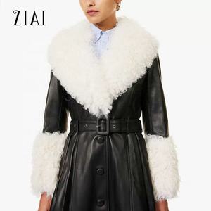 Manteau d'hiver pour <span class=keywords><strong>femme</strong></span>, mode, couleur unie, <span class=keywords><strong>laine</strong></span> roulée, super chaud, fourrure longue - Product Image 1