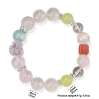 Bracelet Élastique en Cristal de Quartz Rose Naturel de Madagascar, Perles de 12, 14, 16 mm, Grande Pierre Fantôme, Idéal pour Cadeaux Tendance