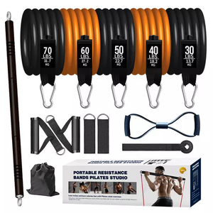 Dinuo personalizado gimnasio <span class=keywords><strong>ejercicio</strong></span> 250LB látex 11 Uds Cuerdas elásticas <span class=keywords><strong>Kit</strong></span> <span class=keywords><strong>bandas</strong></span> <span class=keywords><strong>de</strong></span> resistencia Kits con barra <span class=keywords><strong>de</strong></span> Pilates - Product Image 2