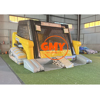 Location d'équipements de fête : Combo château gonflable bulldozer avec toboggan aquatique pour enfants