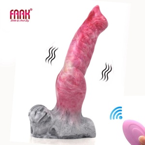 FAAK Remote Control Vibrator Animal Dog <b>Dildo</b> Vibrating Knot Penis With Sucker Silicon Color Large Anal Plug Sex Toys - Product Image 2