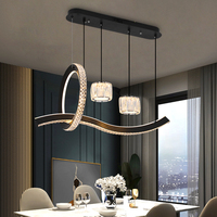 Lustre moderne minimaliste à hauteur réglable, blanc chaud, 220V, long, en cristal, pour table à manger de luxe
