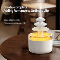 Humidificateur d'Air Goutte d'Eau Nuage de Pluie Créatif USB Mini 500 ml, Diffuseur d'Arômes Trois Couches pour la Maison