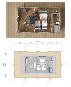 เต็นท์ซาฟารีหรูหราสำหรับ2คนพร้อมห้องน้ำและระเบียงขนาดใหญ่โรงแรม5ดาวโซฟาเตียงควีนไซส์ - Product Image 2