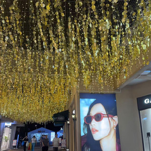 Cortina de Lluvia de Lentejuelas Doradas con Energía Eólica, Paneles Decorativos para Techo, Decoración Interior para Exteriores, Escenarios y Pasillos - Product Image 4