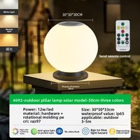 Nouvelle Lampe Solaire Extérieure en Plastique Étanche en Forme de Colonne, Lampe Sphérique Lune pour Cours, Jardins, Villas, Clôtures et Poteaux de Portail