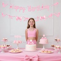 Spanduk Pesta Ulang Tahun Pilates dan Pink Bow Dekorasi Ulang Tahun Bertema Pilates Pink untuk Perlengkapan Pesta Bertema Olahraga Kebugaran Anak Perempuan