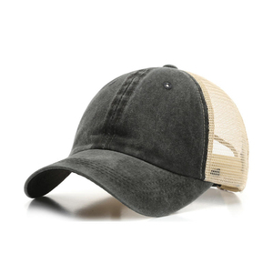 Gorra Trucker Negra de Malla Lavada 100% Algodón, Gorra Trucker Bordada Vintage con Logotipo Personalizado - Product Image 2