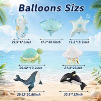 Kit de guirlande de ballons animaux marins de dessin animé, méduse, hippocampe, tortue, baleine, coquillage, ballons en feuille, décoration de fête d'anniversaire sur le thème de la mer pour garçons