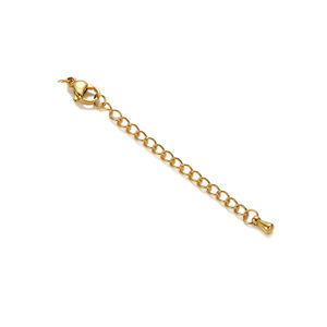18k <strong>Gold</strong> PVD Plated Stainless Steel Lobster Clasp With <strong>Extender</strong> <strong>Chain</strong> Personalized Logo Engraved Charm Round Tag <strong>Chain</strong> <strong>Extenders</strong> - Product Image 3