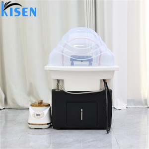 KISEN Mobilier de Luxe pour Salon de Coiffure, Lit de Spa Japonais pour Soins Capillaires, Traitement Spa à Circulation d'Eau, Bac à Shampooing en Céramique - Product Image 2
