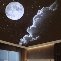 Nouvelle lampe projecteur LED HD moderne Lune Terre Planètes avec projection d'étoiles et de nuages, télécommande et haut-parleur pour salon