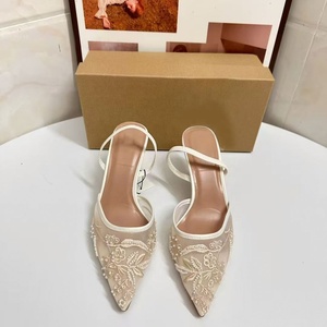 Nuevos tacones altos de punta de malla puntiaguda para mujer, <span class=keywords><strong>sandalias</strong></span> de una pieza versátiles de estilo fragante <span class=keywords><strong>pequeño</strong></span> de encaje para mujer - Product Image 5