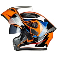 Casque intégral modulaire à visière double relevable ILM pour moto, certifié DOT, modèle 902, orange