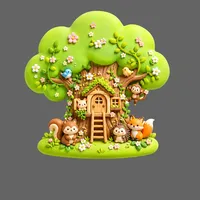 Autocollant magnétique en résine pour réfrigérateur, motif petite cabane en relief - Scène miniature créative, petit cadeau et décoration souvenir
