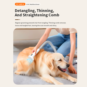 कुत्तों के लिए पेशेवर लक्जरी पालतू बाल वैक्यूम क्लीनर किट 5 ग्रोमिंग उपकरण कम शोर बैटरी संचालित प्लास्टिक रबर सामग्री - Product Image 5