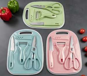 Ensemble d'outils de préparation de repas pour bébé : mini planche à découper, couteau à fruits, éplucheur, ciseaux, manche en PP, gadget de cuisine portable pour la maison - Product Image 2