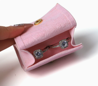 Pochette à anneaux miniature en velours de luxe avec bouton pression, multicolores, pour bagues de fiançailles et de mariage, boucles d'oreilles, rangement de bijoux, cadeau
