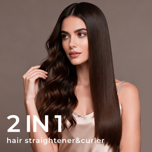 Lisseur et boucleur électrique 2 en 1 avec écran LCD, contrôle de la température, plaque large pour cheveux secs 100x52mm - Product Image 3