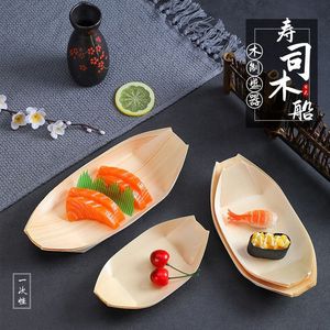 Platos de sushi desechables de madera con forma de barco para fiestas, vajilla creativa para la mesa - Product Image 1
