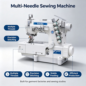Máquina Overlock de Alta Velocidad B-500-01CB-D de 3 Agujas y 5 Hilos, Máquina de Coser Overlock Industrial de Servicio Pesado con Accionamiento Directo - Product Image 1