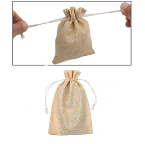 Sac <span class=keywords><strong>en</strong></span> <span class=keywords><strong>lin</strong></span> réutilisable écologique dessiné à la <span class=keywords><strong>corde</strong></span> Sacs à cordon <span class=keywords><strong>en</strong></span> jute avec logo personnalisé pour les fêtes d'anniversaire et de mariage Sac de cadeaux - Product Image 2