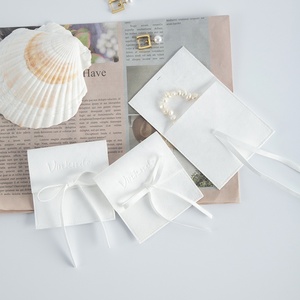 8*8 CM <b>White</b> Luxury New Customized Beautiful Package Bags <b>Envelope</b> Microfiber Jewelry Pouch With Rope for Girls Women - Product Image 1