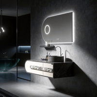 Miroir de salle de bain LED sans cadre rétroéclairé, anti-buée, avec capteur tactile, fixation murale, éclairage doux pour hôtel et maison