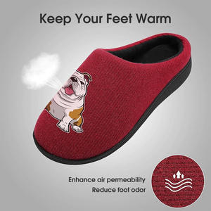 Simpatiche pantofole da <span class=keywords><strong>uomo</strong></span> in cotone lavorate a maglia con stampa Bulldog inglese Memory Foam <span class=keywords><strong>calde</strong></span> pantofole Casual per la casa - Product Image 6