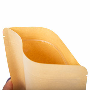 Bolsa de papel Kraft con cremallera y logotipo impreso al por mayor, bolsa con cierre de cremallera sellada de grado alimenticio personalizable con ventana transparente - Product Image 2