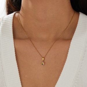 Gold Plated Flower Pendant Necklace With Diamond Pave Setting For Women Daily Wear Gift Jewelry - Product Image 2
