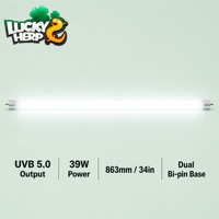 Tube fluorescent en spirale en verre Lucky Herp T5 39W UVB5.0, économie d'énergie, respectueux de l'environnement, lumière naturelle pour reptiles et amphibiens, 34 pouces