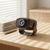 Projecteur intelligent portable avec support rotatif, système Android intégré, prise en charge Wi-Fi et Bluetooth, commande vocale IA, haut-parleurs intégrés, pour la maison et l'extérieur