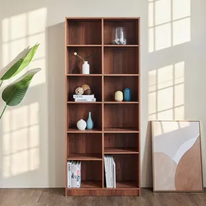 Estanterías de 12 rejillas de color nogal, estantería de almacenamiento de madera para espacios pequeños, organización de oficina-Directo del fabricante - Product Image 2