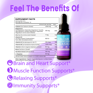 Suplemento de Magnesio, Calcio y Zinc 10 en 1 con Vitamina C, D3 y K2, Gotas Líquidas Veganas de Glicinato de Magnesio, Haccp, OEM, ODM - Product Image 2