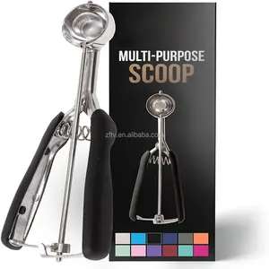 Ice Cream Scooper with Trigger Small Medium Large Set Cookie Spoon Kitchen Tool Icecream Accessory Food Grade Stainless Steel