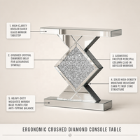 Nouvelle table console miroir de luxe dorée avec LED décoratives pour couloir, maison et hôtel
