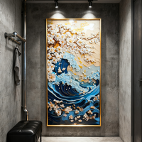 Peinture Personnalisée Ventes Flash Entrée Paysage Abstraite Bord de Mer Décoration Salon Art Mural 3D Tableau Porcelaine Cristal LED