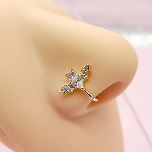 เครื่องประดับจมูกแบบหนีบ ไม่ลอกสี สแตนเลส รูปหัวใจ ดาว ประดับเพชรซิร์คอน ปลอม ไม่ต้องเจาะ น่ารัก สีทอง สำหรับผู้หญิง - Product Image 5