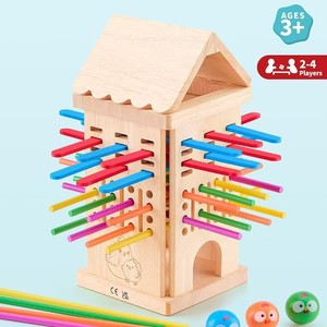 Jouet en bois 3-en-1 à tirer, pour enfants, jeu d'équilibre éducatif précoce, reconnaissance des couleurs, jeu de société interactif parent-enfant - Product Image 3